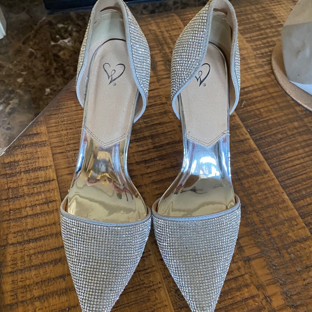 Windsor Selina Silver Sparkly Heels - Picture 2 of 4